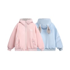 Rabbit ear hooded warm and thick jacket