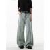 Cartoon teddy bear embroidered jeans
