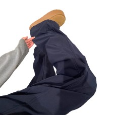 Dark Blue Soft Shell Cargo Pants Men Winter Fleece-Lined Windproof Hiking High-Waisted Flared Wide-Leg Work Pants Dark Blue Soft Shell Cargo Pants Men Winter Fleece-Lined Windproof Hiking High-Waisted Flared Wide-Leg Work Pants
