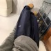 Dark Blue Soft Shell Cargo Pants Men Winter Fleece-Lined Windproof Hiking High-Waisted  Flared Wide-Leg Work Pants