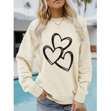 Valentine's Day printed pullover sweatshirt