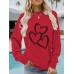 Valentine's Day printed pullover sweatshirt