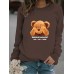 Round neck cartoon bear print pullover sweatshirt