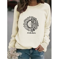 Long sleeved round neck printed pullover sweatshirt Long sleeved round neck printed pullover sweatshirt