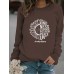 Long sleeved round neck printed pullover sweatshirt