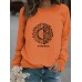 Long sleeved round neck printed pullover sweatshirt