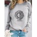 Long sleeved round neck printed pullover sweatshirt