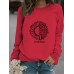 Long sleeved round neck printed pullover sweatshirt