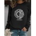 Long sleeved round neck printed pullover sweatshirt