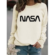 Round neck NASA printed pullover sweatshirt
