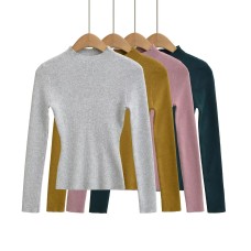 High neck long sleeved elastic slim fit top High neck long sleeved elastic slim fit top