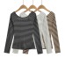 Striped long sleeved slim fit top