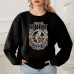 Back collar with velvet sweatshirt round neck letter print