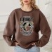 Back collar with velvet sweatshirt round neck letter print