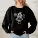 Back collar with velvet sweatshirt round neck letter print