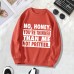 Back collar with velvet sweatshirt round neck letter print