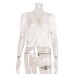 V-neck lace patchwork strap slimming short sleeved top