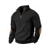 Small square stand up collar half zip top for men