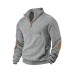 Small square stand up collar half zip top for men
