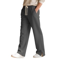 Drawstring sport casual straight leg pants