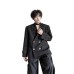 Three dimensional rose lace gemstone short tie suit