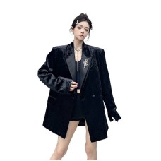 Black velvet suit for women