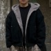 Haired collar hooded cotton jacket for men and women