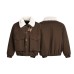 Cotton jacket with fur collar and fleece