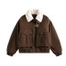 Cotton jacket with fur collar and fleece