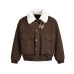 Cotton jacket with fur collar and fleece