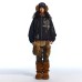 Cross skull embroidered fur collar jacket