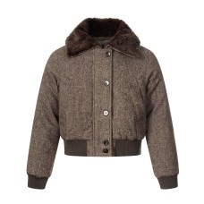 Cotton jacket with fur collar and fleece