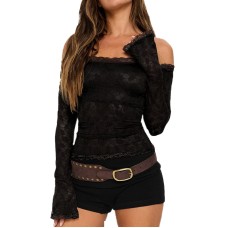 Lace collar with patchwork lace long sleeves
