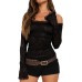 Lace collar with patchwork lace long sleeves