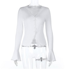 Spliced long sleeved pit stripe solid color versatile top