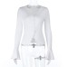 Spliced long sleeved pit stripe solid color versatile top