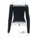 Lace one shoulder pure desire long sleeved versatile top
