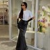 Basic fish tail half skirt black retro hip hugging skirt