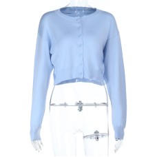 Simple and versatile woolen cardigan button casual long sleeved top for women Simple and versatile woolen cardigan button casual long sleeved top for women