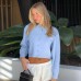 Simple and versatile woolen cardigan button casual long sleeved top for women