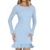 Texture jacquard round neck wavy edge long sleeved dress