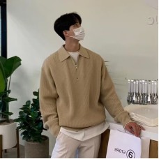 Half zip lapel sweater