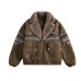 Cotton jacket with fur collar and fleece
