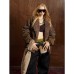 Cotton jacket with fur collar and fleece