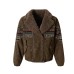 Cotton jacket with fur collar and fleece