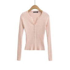 Hooded long sleeved V-neck slim fit top Hooded long sleeved V-neck slim fit top