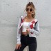 Women's diamond grid long sleeved short top