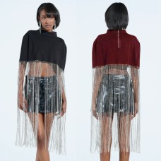 Chic Zipper Fringe Loose Top INS Casual Fashion Women's外套 for Party
