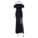 One shoulder sexy slit slim evening dress long skirt