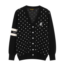 Polka dot knit sweater jacket V-neck sweater base sweater